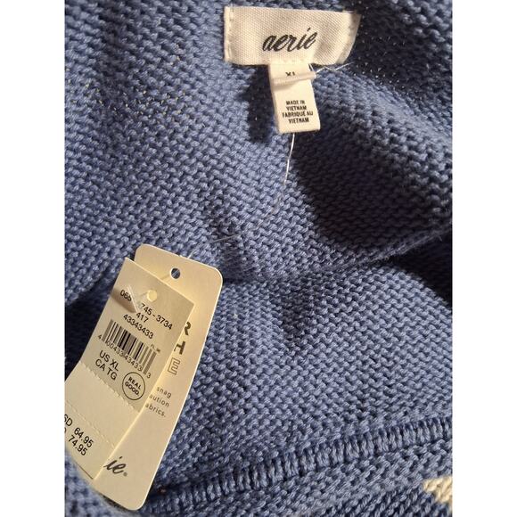 Aerie Bistro Womens size XL Oversized Striped Cable Knit Sweater Casual Grandpa - Picture 8 of 8